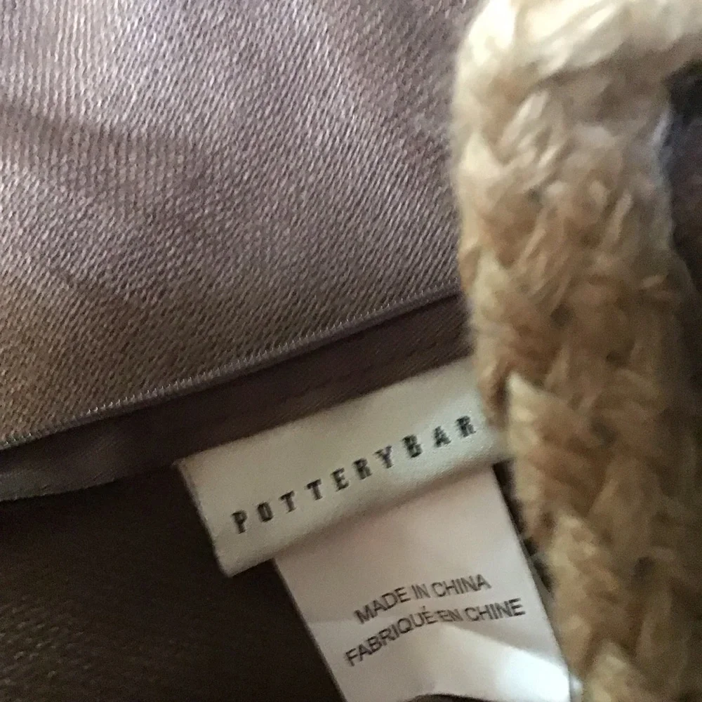 Pottery Barn Brown Rustic 100% Linen‎ Burlap Jute Braid Decorative Pillow Cover